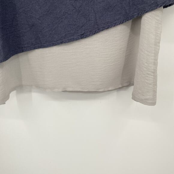 Soft Surroundings Linen Blend Blue Gray Asymmetrical Layered Top Size PXS - Picture 3 of 6
